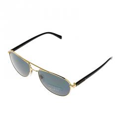 Bvlgari 5026K Black & Gold Plated Polarized Aviators