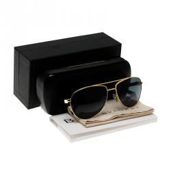 Bvlgari 5026K Black & Gold Plated Polarized Aviators