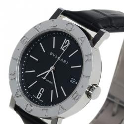 Pre Owned Bvlgari Black Stainless Steel Bvlgari Men's Wristwatch 38MM