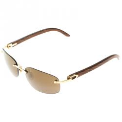 Cartier Brown 135B Wooden C Décor Sunglasses