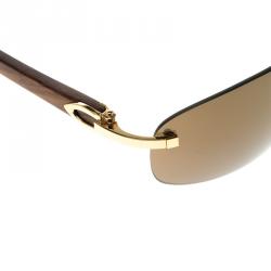 Cartier Brown 135B Wooden C Décor Sunglasses