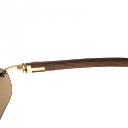 Cartier Brown 135B Wooden C Décor Sunglasses
