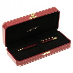 مملوكة مسبقًا Cartier Wine Gold-Plated Lacquer Santos Ballpoint Pen