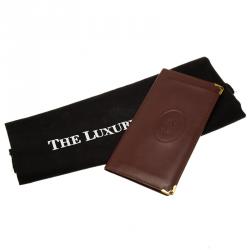 Pre Owned Cartier Burgundy Leather Must De Cartier Bi Fold Long Wallet