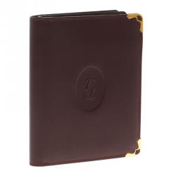 Pre Owned حافظة بطاقات كارتييه ماست دو كارتييه جلد عنابية