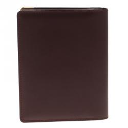 Pre Owned حافظة بطاقات كارتييه ماست دو كارتييه جلد عنابية