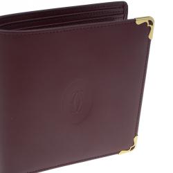 مملوكة مسبقًا Cartier Burgundy Calfskin Must De Cartier Wallet