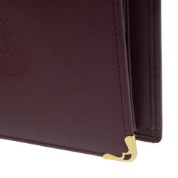 مملوكة مسبقًا Cartier Burgundy Calfskin Must De Cartier Wallet