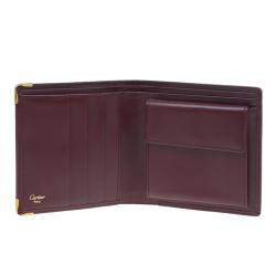 مملوكة مسبقًا Cartier Burgundy Calfskin Must De Cartier Wallet