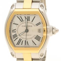Pre Owned Cartier Silver Two Tone Roadster Automatic Men's Wristwatch 38 mm