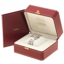 Pre Owned Cartier Silver Stainless Steel Tank Solo Men's Wristwatch 31 mm