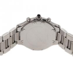 Pre Owned Cartier Black Stainless Steel Chronoscaph Men's Wristwatch 38MM