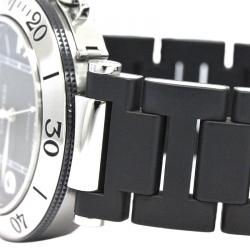 Pre Owned Cartier Black Stainless Steel Pasha Seatimer Men's Wristwatch 40MM
