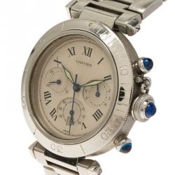 Pre Owned Cartier White Stainless Steel Pasha De Women's Wristwatch 38MM