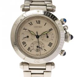 Pre Owned Cartier White Stainless Steel Pasha De Women's Wristwatch 38MM