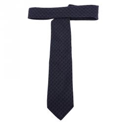 Pre Owned CH Carolina Herrera Grey Logo Printed Wool Tie