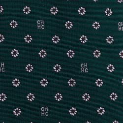 Pre Owned CH Carolina Herrera Green Floral Printed Silk Tie