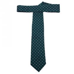 Pre Owned CH Carolina Herrera Green Floral Printed Silk Tie