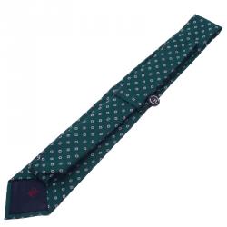 Pre Owned CH Carolina Herrera Green Floral Printed Silk Tie