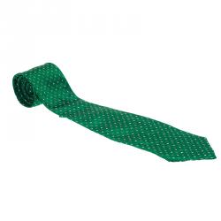 Pre Owned CH Carolina Herrera Green Polka Dot Silk Tie