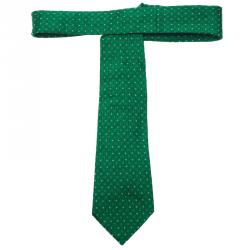 Pre Owned CH Carolina Herrera Green Polka Dot Silk Tie