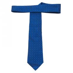 Pre Owned CH Carolina Herrera Blue Printed Silk Tie