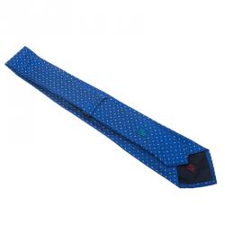 Pre Owned CH Carolina Herrera Blue Printed Silk Tie