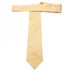 Pre Owned CH Carolina Herrera Yellow Printed Silk Tie
