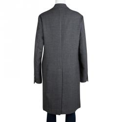 CH Carolina Herrera Grey Wool Notched Collar Overcoat S