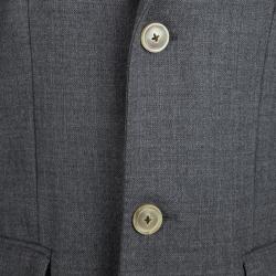 CH Carolina Herrera Grey Wool Notched Collar Overcoat S