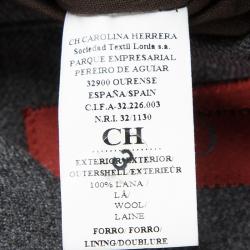 CH Carolina Herrera Grey Wool Notched Collar Overcoat S