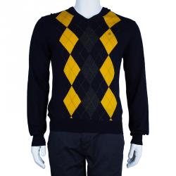 Pre Owned CH Carolina Herrera Men's Blue/Yellow Sweater L