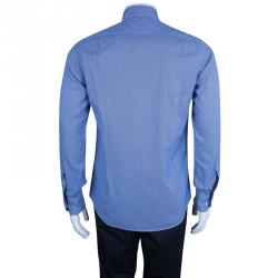 Pre Owned CH Carolina Herrera Men's Blue White Striped Shirt M