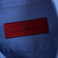 Pre Owned CH Carolina Herrera Men's Blue White Striped Shirt M