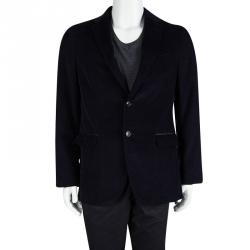 Pre Owned CH Carolina Herrera Navy Blue Corduroy Blazer L