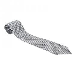 Pre Owned Chanel Monochrome CC Print Silk Tie
