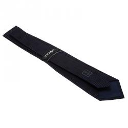 Chanel Navy Blue CC Logo Silk Tie