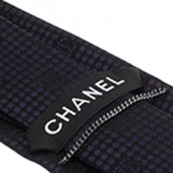 Chanel Navy Blue CC Logo Silk Tie
