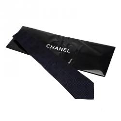 Chanel Navy Blue CC Logo Silk Tie