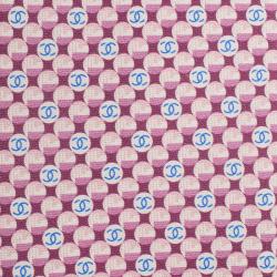 Pre Owned Chanel Burgundy Blue CC Logo Printed Silk Tie