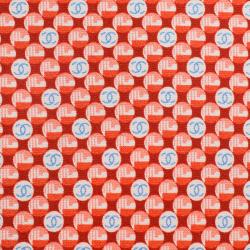 Pre Owned Chanel CC Reddish Orange Printed Silk Tie