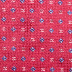 Chanel CC Pink & Blue Textured Silk Tie