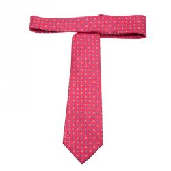 Chanel CC Pink & Blue Textured Silk Tie