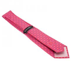 Chanel CC Pink & Blue Textured Silk Tie