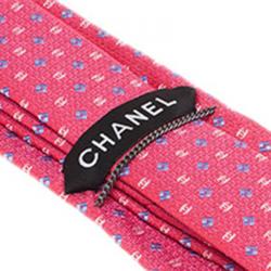 Chanel CC Pink & Blue Textured Silk Tie