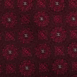 Pre Owned Chanel CC Burgundy Textured Silk Tie
