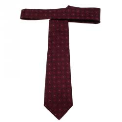 Pre Owned Chanel CC Burgundy Textured Silk Tie