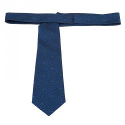 Chanel CC Blue Textured Silk Tie