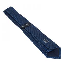 Chanel CC Blue Textured Silk Tie