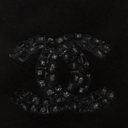 Pre Owned Chanel Black Logo Embroidered Silk Traditional Tie